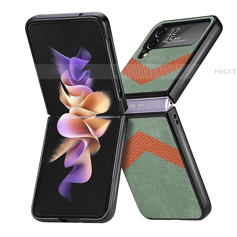 Funda Bumper Lujo Cuero y Plastico Mate Carcasa R03 para Samsung Galaxy Z Flip4 5G