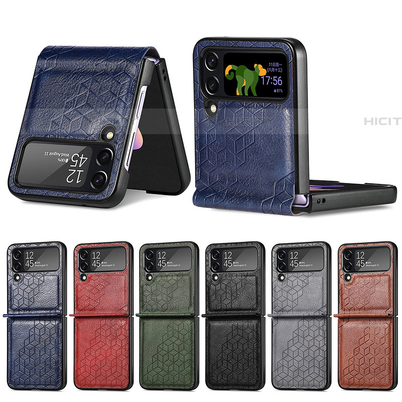 Funda Bumper Lujo Cuero y Plastico Mate Carcasa R04 para Samsung Galaxy Z Flip4 5G