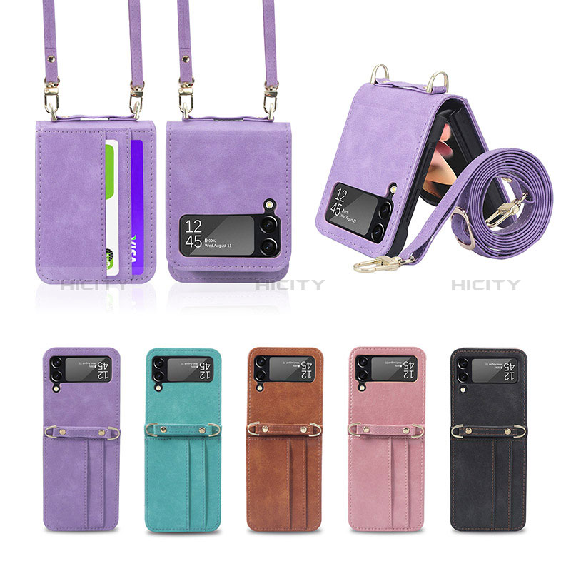 Funda Bumper Lujo Cuero y Plastico Mate Carcasa R06 para Samsung Galaxy Z Flip3 5G