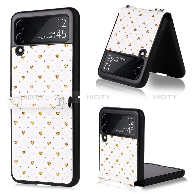 Funda Bumper Lujo Cuero y Plastico Mate Carcasa R07 para Samsung Galaxy Z Flip3 5G