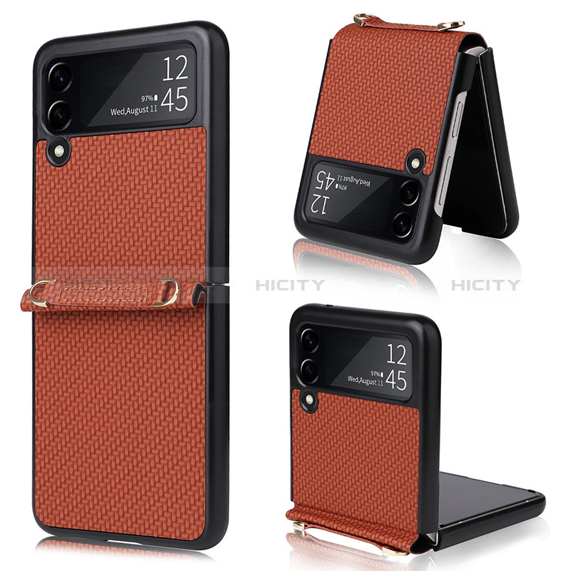 Funda Bumper Lujo Cuero y Plastico Mate Carcasa R08 para Samsung Galaxy Z Flip3 5G