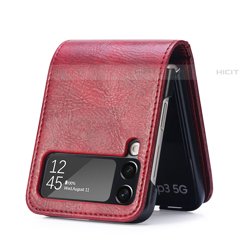 Funda Bumper Lujo Cuero y Plastico Mate Carcasa R09 para Samsung Galaxy Z Flip4 5G