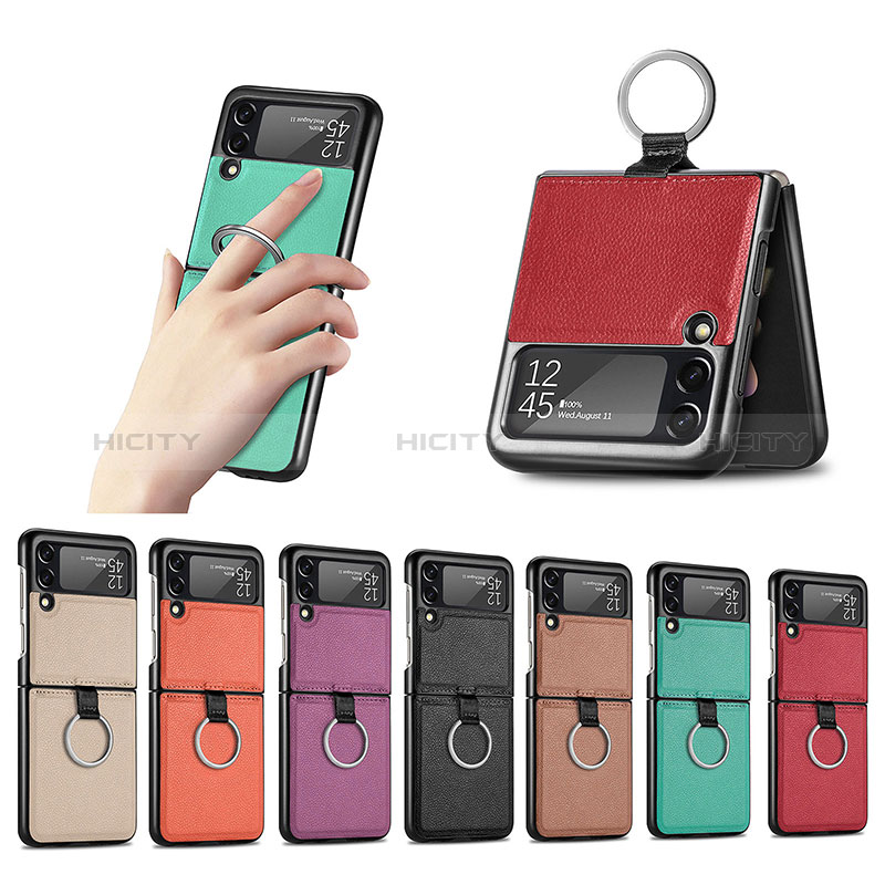 Funda Bumper Lujo Cuero y Plastico Mate Carcasa S01 para Samsung Galaxy Z Flip3 5G