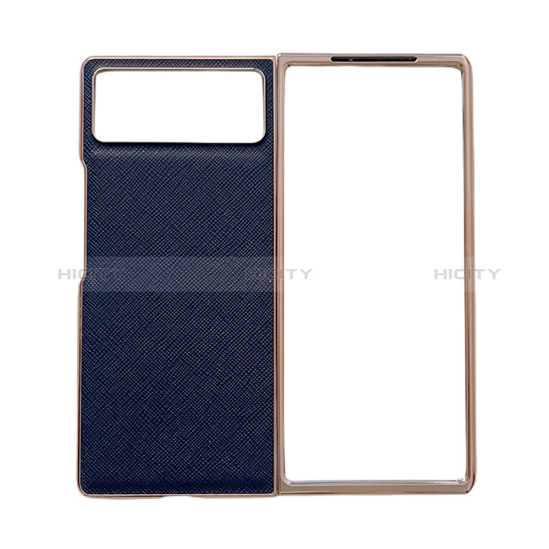 Funda Bumper Lujo Cuero y Plastico Mate Carcasa S01 para Xiaomi Mix Fold 2 5G Azul