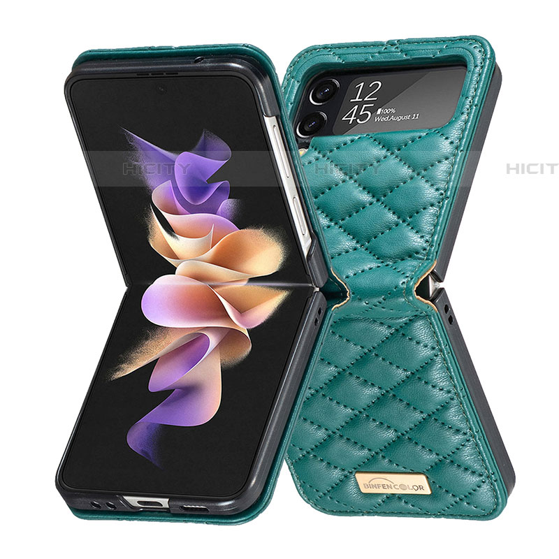 Funda Bumper Lujo Cuero y Plastico Mate Carcasa S02 para Samsung Galaxy Z Flip4 5G