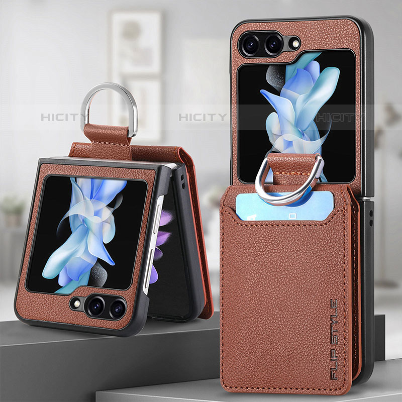 Funda Bumper Lujo Cuero y Plastico Mate Carcasa S02D para Samsung Galaxy Z Flip5 5G