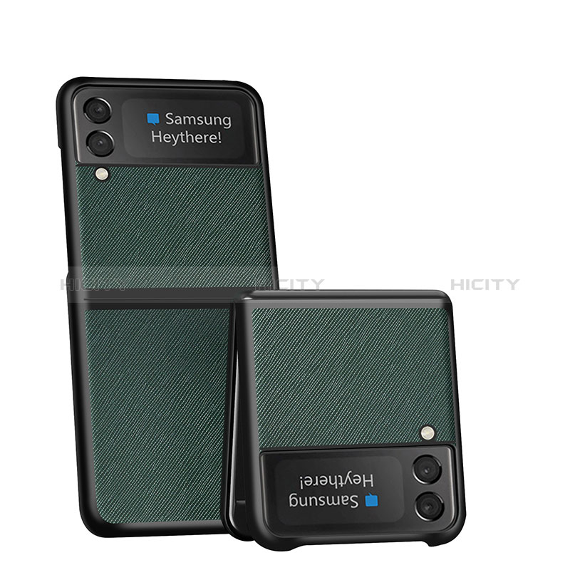 Funda Bumper Lujo Cuero y Plastico Mate Carcasa S04 para Samsung Galaxy Z Flip3 5G