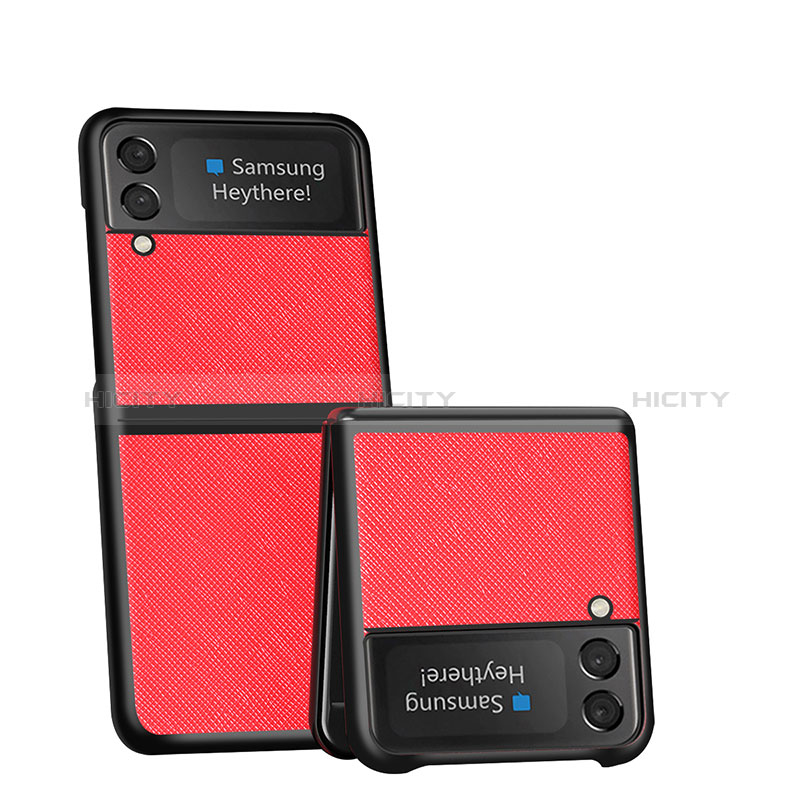 Funda Bumper Lujo Cuero y Plastico Mate Carcasa S04 para Samsung Galaxy Z Flip3 5G