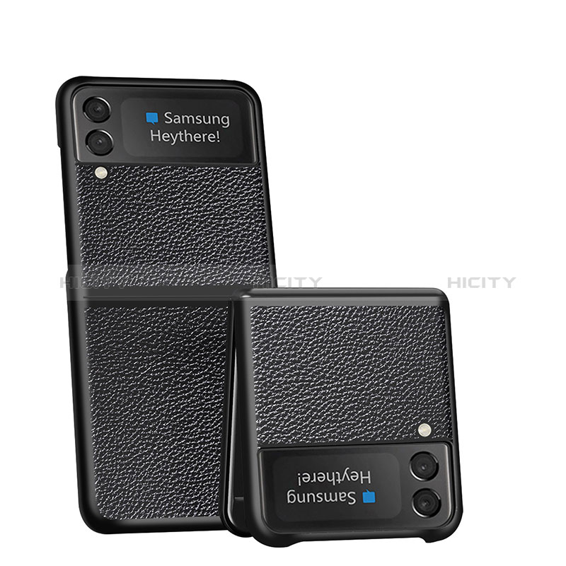 Funda Bumper Lujo Cuero y Plastico Mate Carcasa S05 para Samsung Galaxy Z Flip3 5G