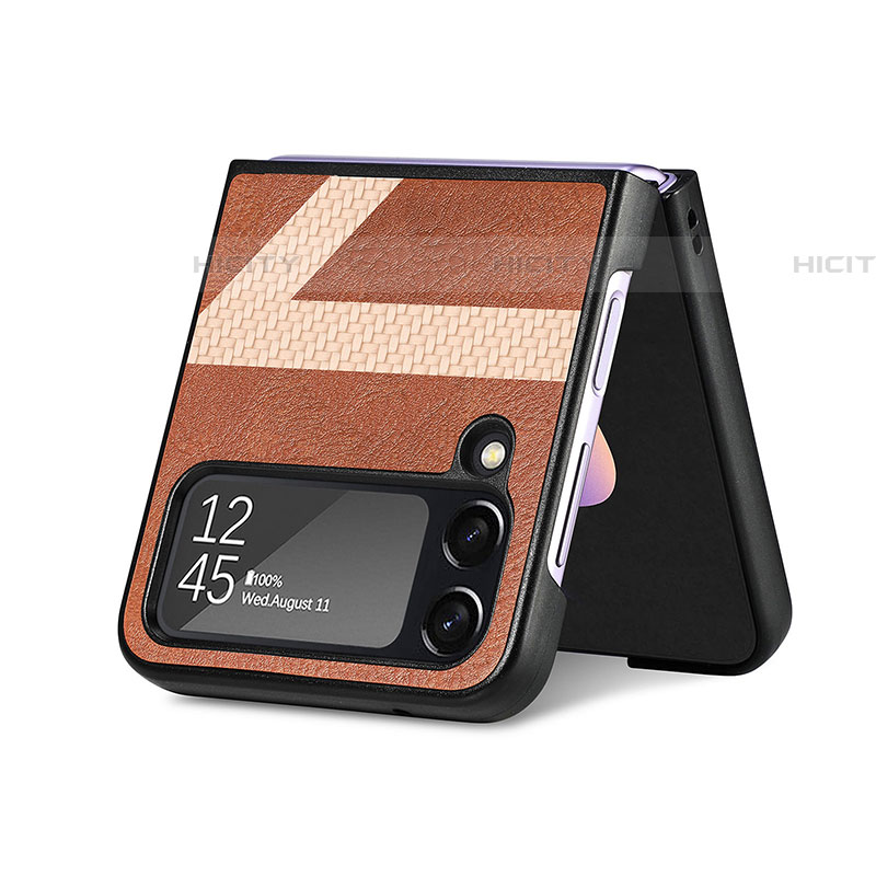 Funda Bumper Lujo Cuero y Plastico Mate Carcasa S05 para Samsung Galaxy Z Flip4 5G