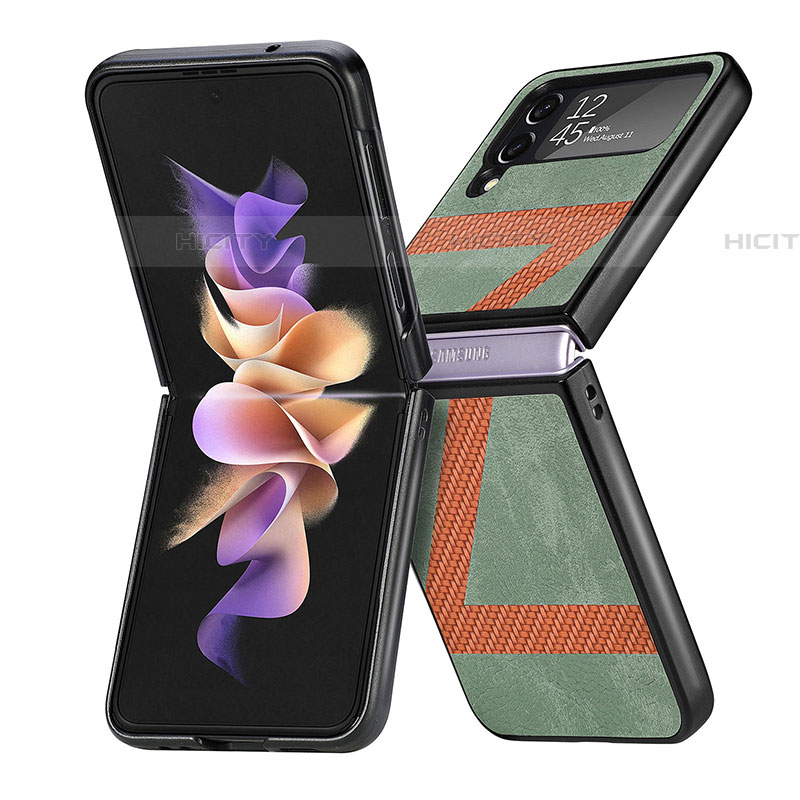 Funda Bumper Lujo Cuero y Plastico Mate Carcasa S05 para Samsung Galaxy Z Flip4 5G