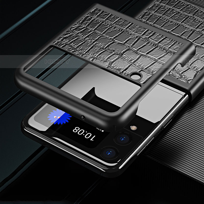 Funda Bumper Lujo Cuero y Plastico Mate Carcasa S07 para Samsung Galaxy Z Flip4 5G