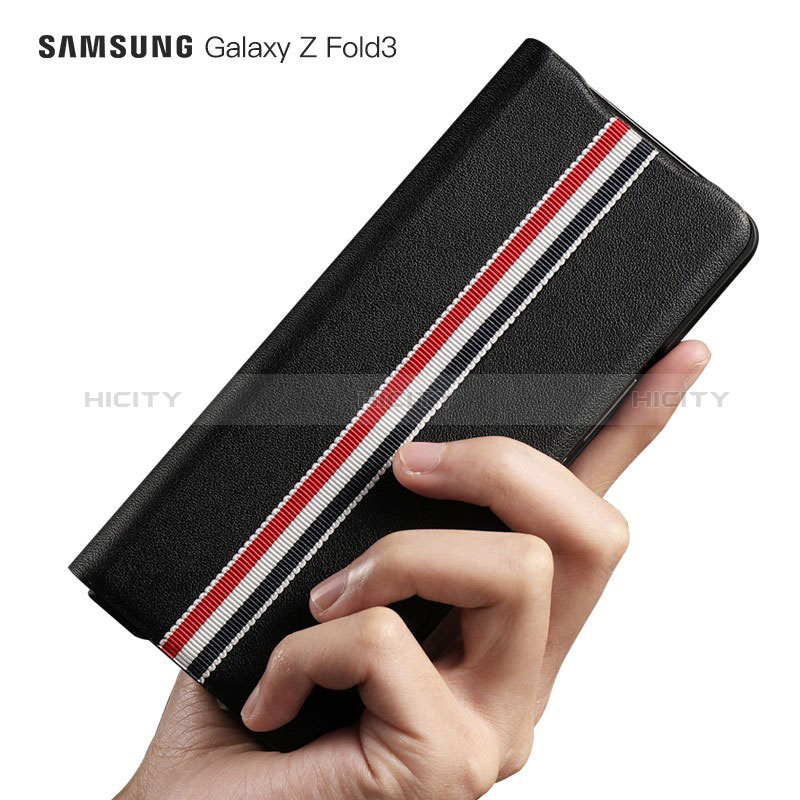 Funda Bumper Lujo Cuero y Plastico Mate Carcasa S07 para Samsung Galaxy Z Fold3 5G