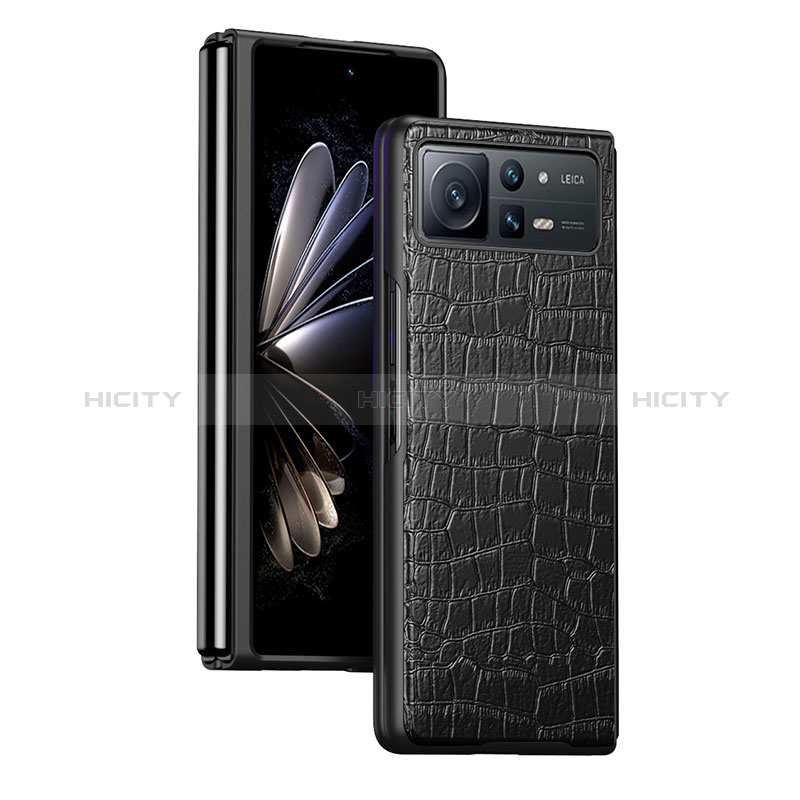 Funda Bumper Lujo Cuero y Plastico Mate Carcasa S07 para Xiaomi Mix Fold 2 5G Negro