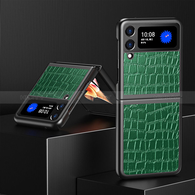 Funda Bumper Lujo Cuero y Plastico Mate Carcasa S08 para Samsung Galaxy Z Flip3 5G