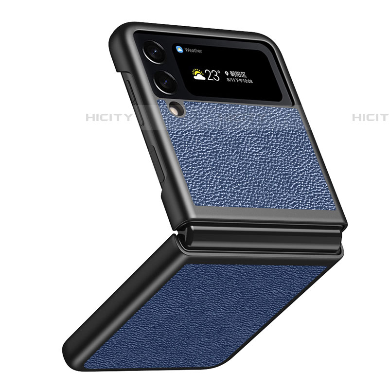 Funda Bumper Lujo Cuero y Plastico Mate Carcasa S09 para Samsung Galaxy Z Flip4 5G
