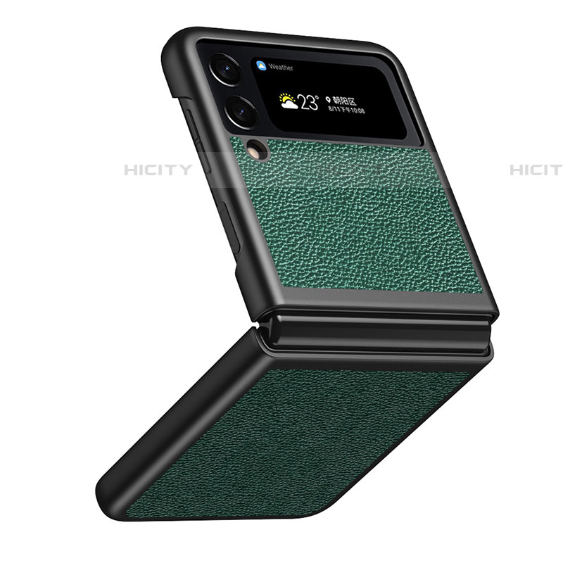 Funda Bumper Lujo Cuero y Plastico Mate Carcasa S09 para Samsung Galaxy Z Flip4 5G
