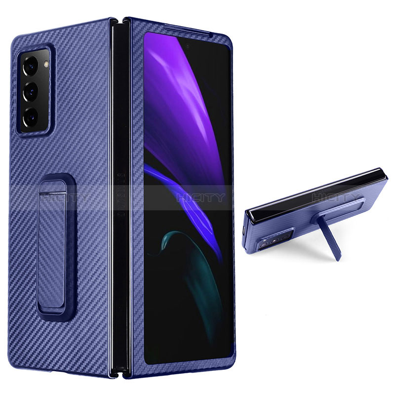 Funda Bumper Lujo Cuero y Plastico Mate Carcasa T01 para Samsung Galaxy Z Fold2 5G Azul