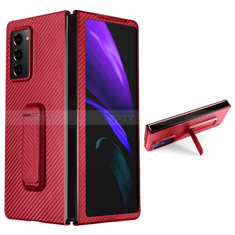 Funda Bumper Lujo Cuero y Plastico Mate Carcasa T01 para Samsung Galaxy Z Fold2 5G Rojo