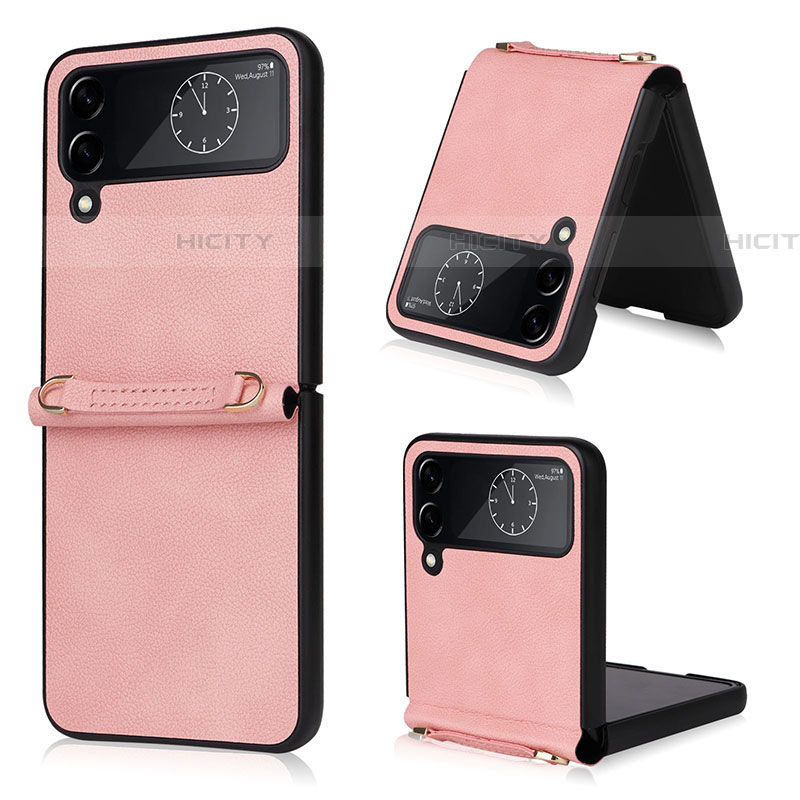 Funda Bumper Lujo Cuero y Plastico Mate Carcasa T02 para Samsung Galaxy Z Flip4 5G