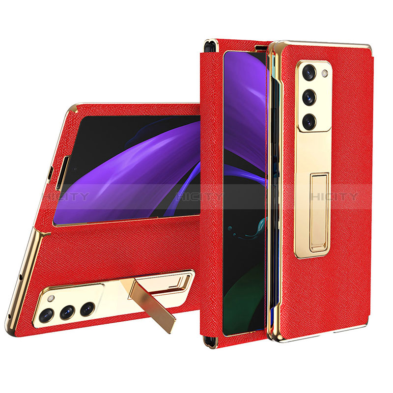 Funda Bumper Lujo Cuero y Plastico Mate Carcasa T02 para Samsung Galaxy Z Fold2 5G