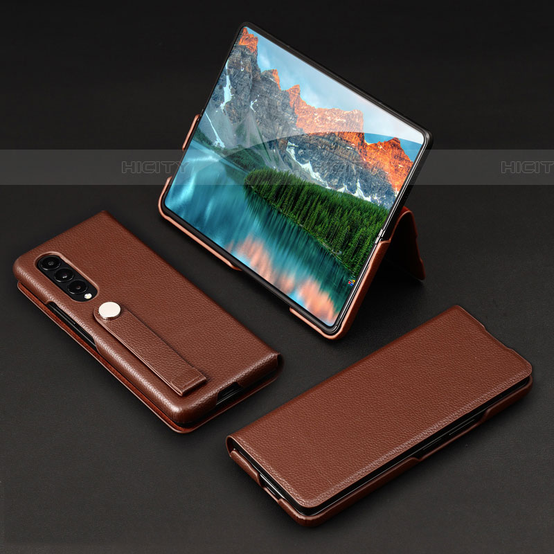 Funda Bumper Lujo Cuero y Plastico Mate Carcasa T02 para Samsung Galaxy Z Fold4 5G