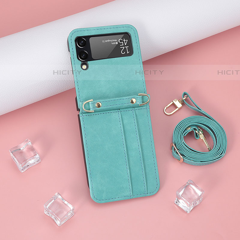 Funda Bumper Lujo Cuero y Plastico Mate Carcasa T08 para Samsung Galaxy Z Flip4 5G
