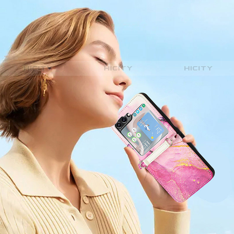 Funda Bumper Lujo Cuero y Plastico Mate Carcasa YB1 para Samsung Galaxy Z Flip5 5G