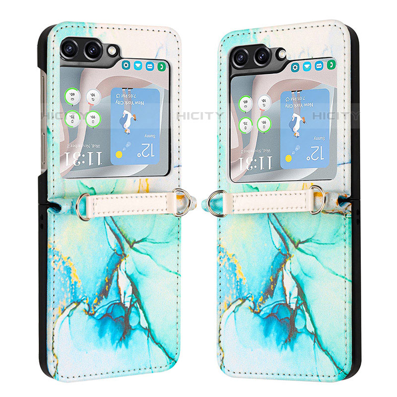 Funda Bumper Lujo Cuero y Plastico Mate Carcasa YB1 para Samsung Galaxy Z Flip5 5G