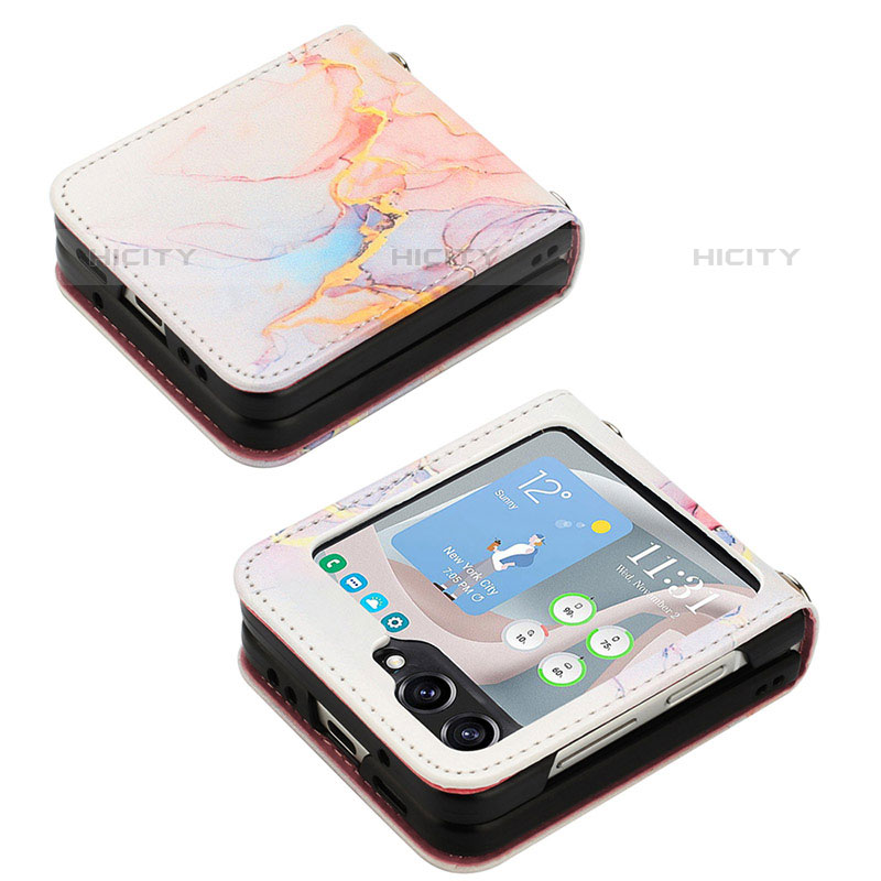 Funda Bumper Lujo Cuero y Plastico Mate Carcasa YB2 para Samsung Galaxy Z Flip5 5G