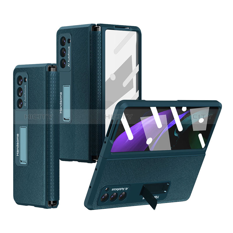 Funda Bumper Lujo Cuero y Plastico Mate Carcasa Z03 para Samsung Galaxy Z Fold2 5G Verde