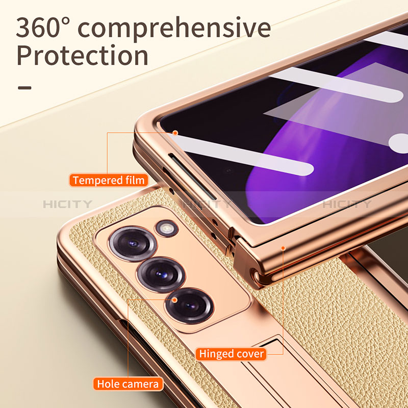 Funda Bumper Lujo Cuero y Plastico Mate Carcasa Z04 para Samsung Galaxy Z Fold2 5G