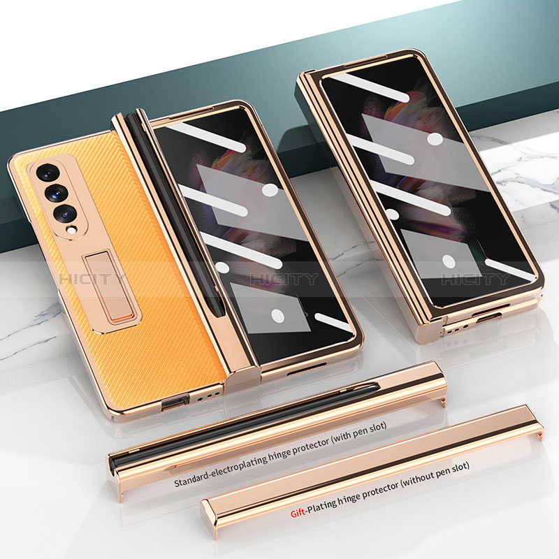 Funda Bumper Lujo Cuero y Plastico Mate Carcasa ZL3 para Samsung Galaxy Z Fold3 5G