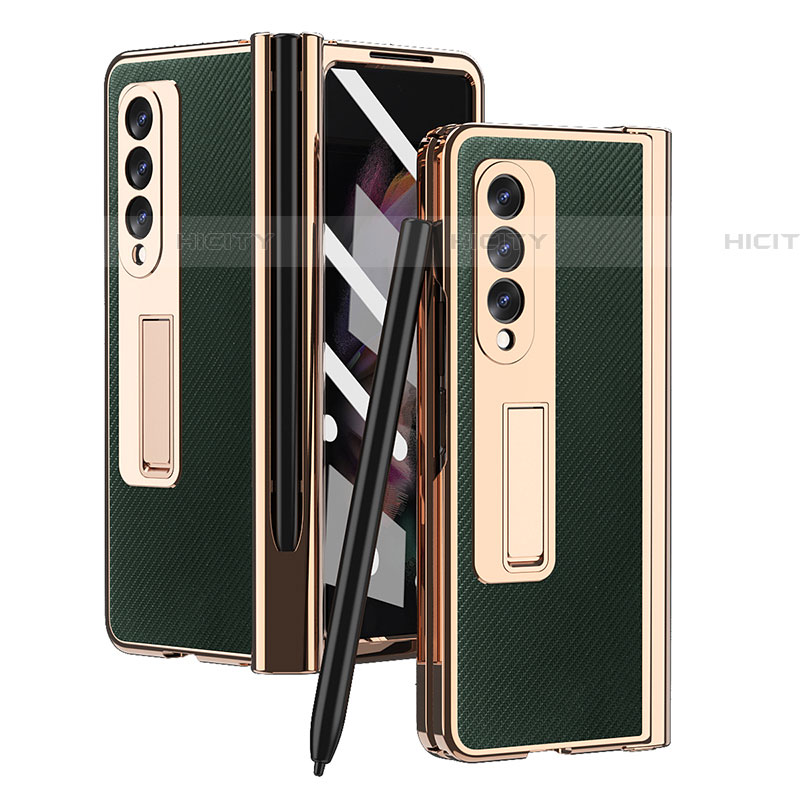 Funda Bumper Lujo Cuero y Plastico Mate Carcasa ZL3 para Samsung Galaxy Z Fold4 5G Verde