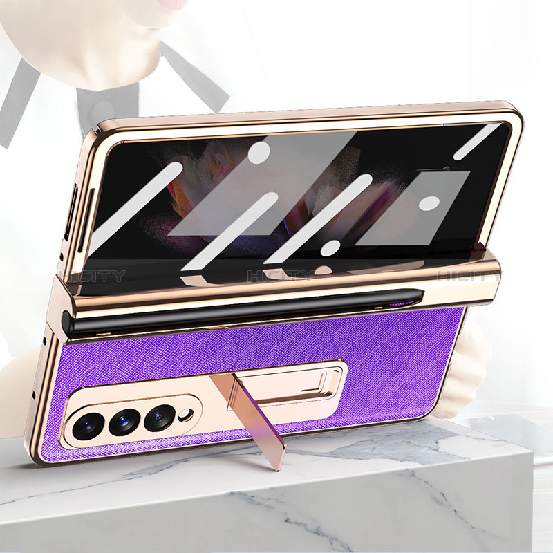 Funda Bumper Lujo Cuero y Plastico Mate Carcasa ZL5 para Samsung Galaxy Z Fold3 5G