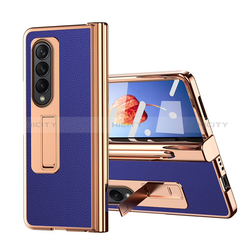 Funda Bumper Lujo Cuero y Plastico Mate Carcasa ZL6 para Samsung Galaxy Z Fold3 5G Azul