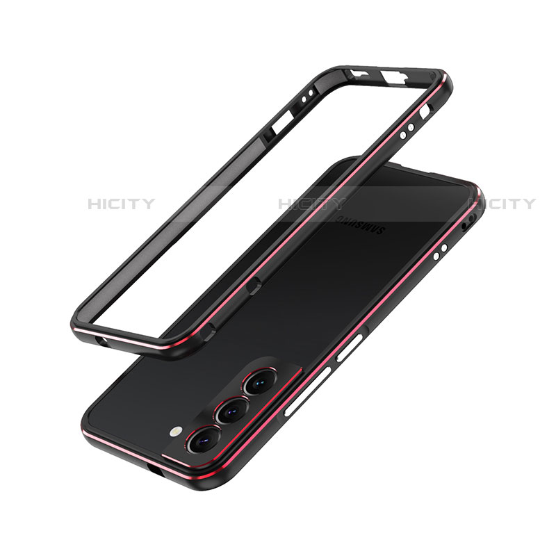 Funda Bumper Lujo Marco de Aluminio Carcasa A01 para Samsung Galaxy S21 5G Rojo y Negro