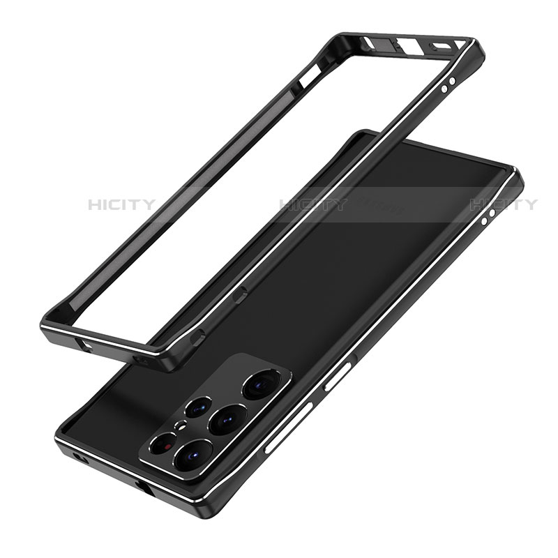 Funda Bumper Lujo Marco de Aluminio Carcasa A01 para Samsung Galaxy S22 Ultra 5G Negro