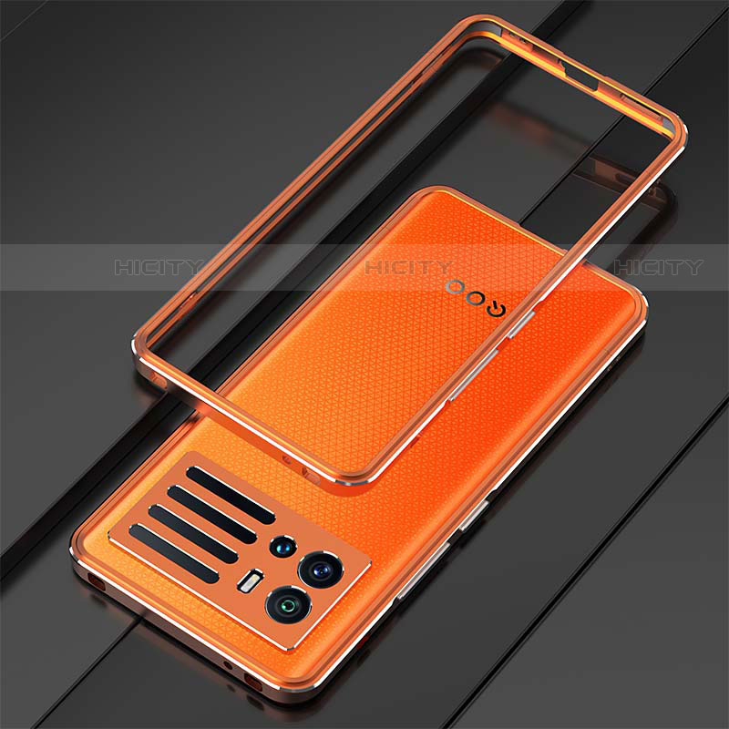 Funda Bumper Lujo Marco de Aluminio Carcasa A01 para Vivo iQOO 9 5G Naranja