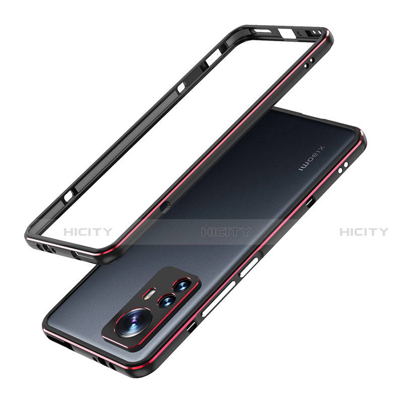 Funda Bumper Lujo Marco de Aluminio Carcasa A01 para Xiaomi Mi 12 5G Rojo y Negro