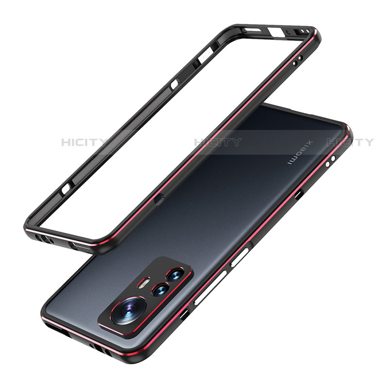 Funda Bumper Lujo Marco de Aluminio Carcasa A01 para Xiaomi Mi 12S 5G Rojo y Negro