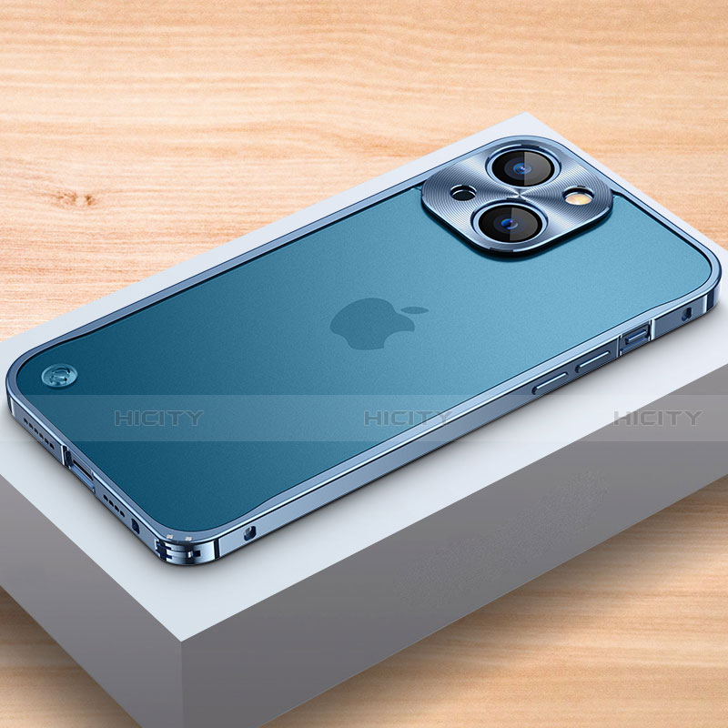 Funda Bumper Lujo Marco de Aluminio Carcasa A04 para Apple iPhone 13 Mini Azul