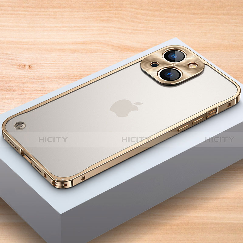 Funda Bumper Lujo Marco de Aluminio Carcasa A04 para Apple iPhone 13 Mini Oro