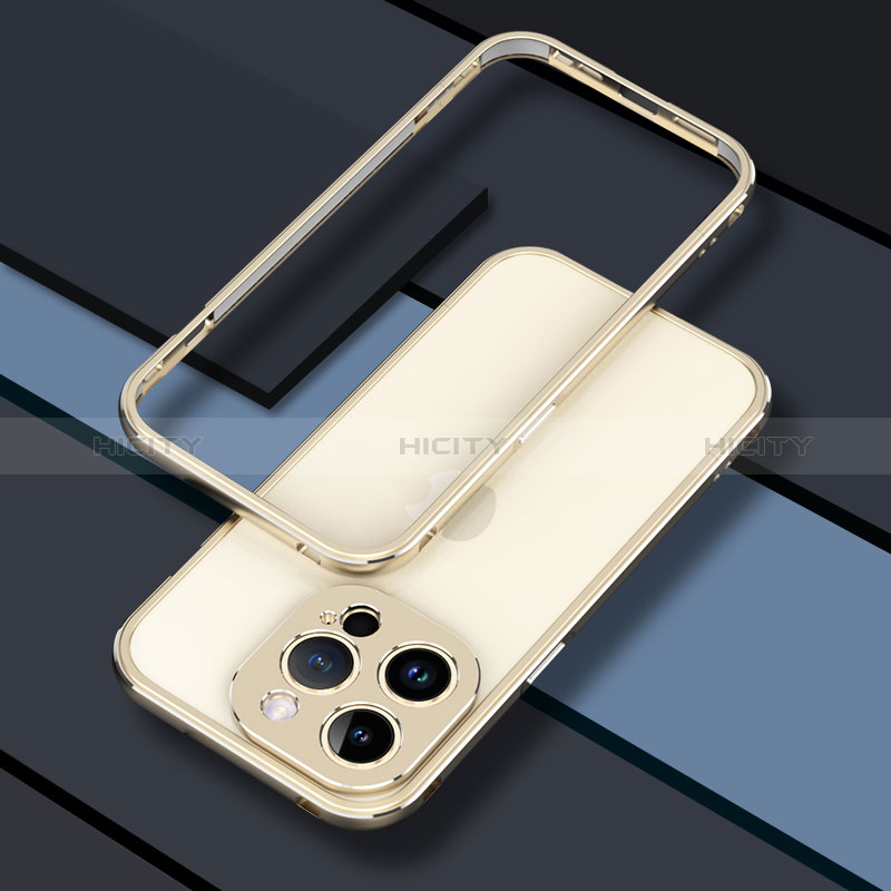 Funda Bumper Lujo Marco de Aluminio Carcasa JZ1 para Apple iPhone 14 Pro Max Oro