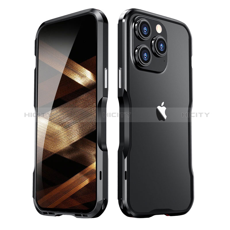 Funda Bumper Lujo Marco de Aluminio Carcasa LF2 para Apple iPhone 14 Pro Max Negro