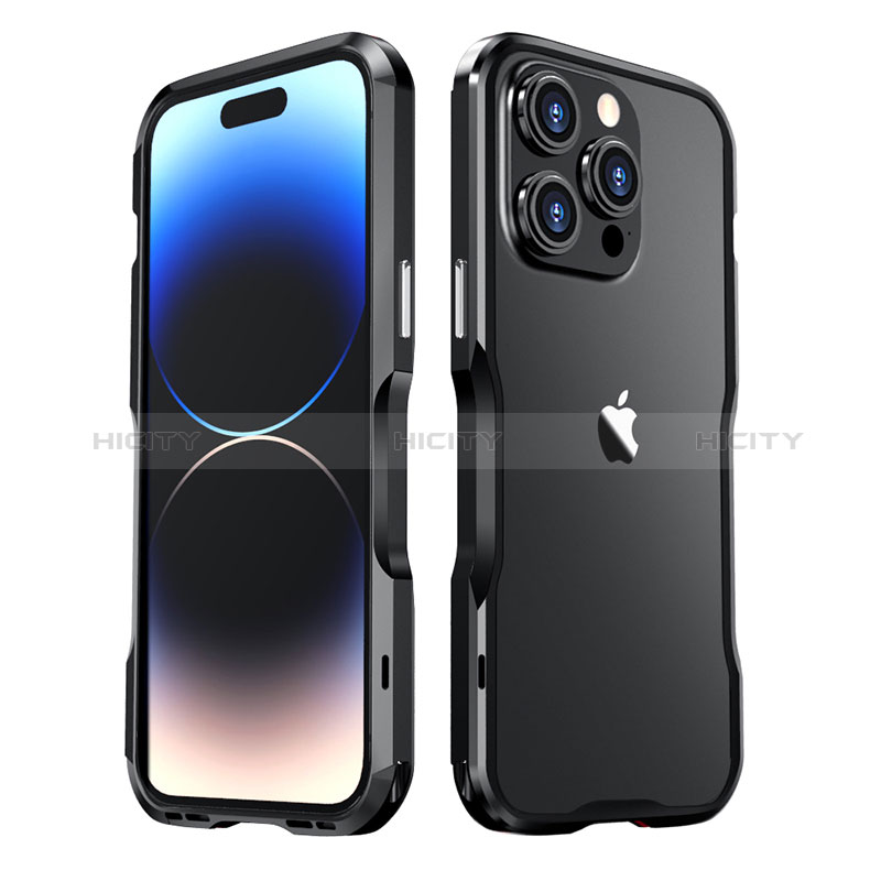 Funda Bumper Lujo Marco de Aluminio Carcasa LF3 para Apple iPhone 14 Pro Max Negro