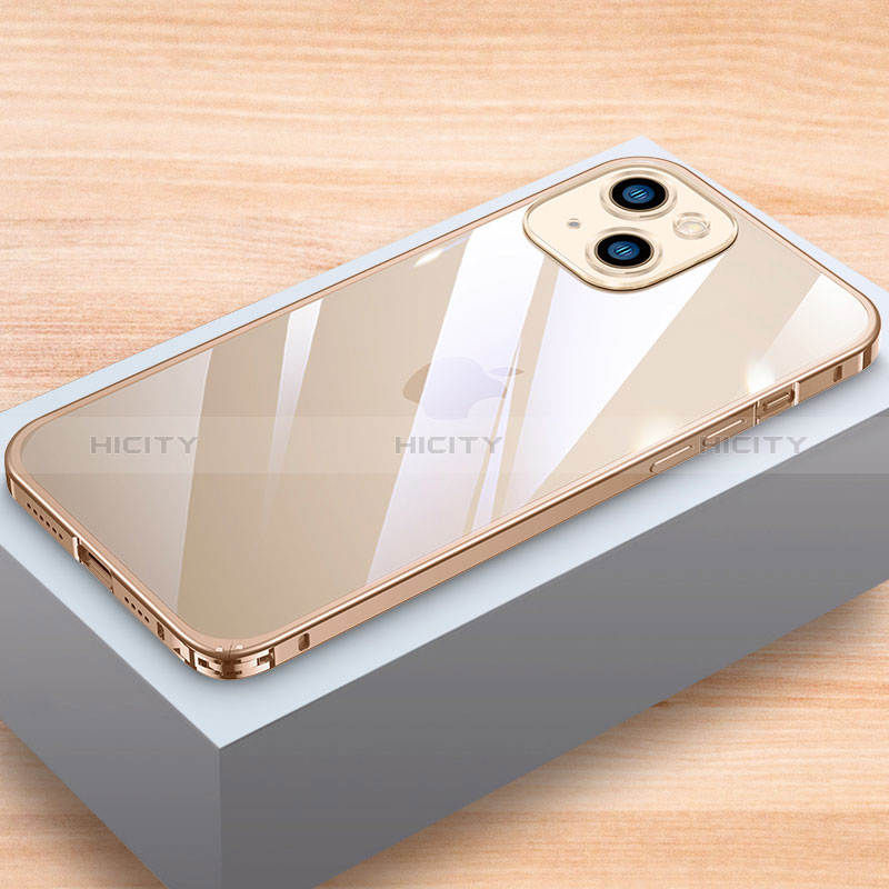 Funda Bumper Lujo Marco de Aluminio Carcasa LK1 para Apple iPhone 14 Oro