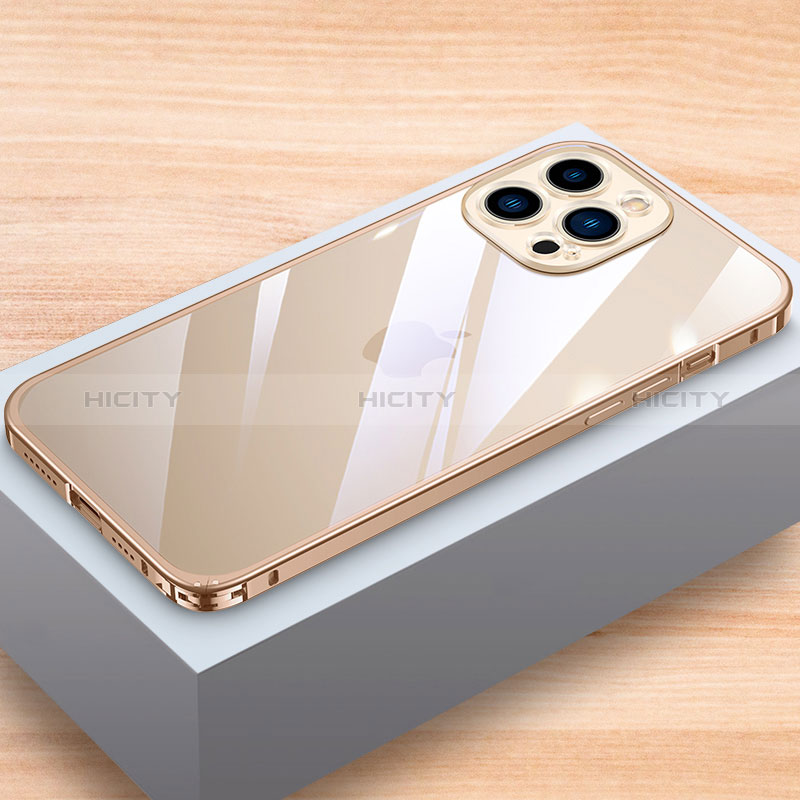 Funda Bumper Lujo Marco de Aluminio Carcasa LK1 para Apple iPhone 14 Pro Max Oro