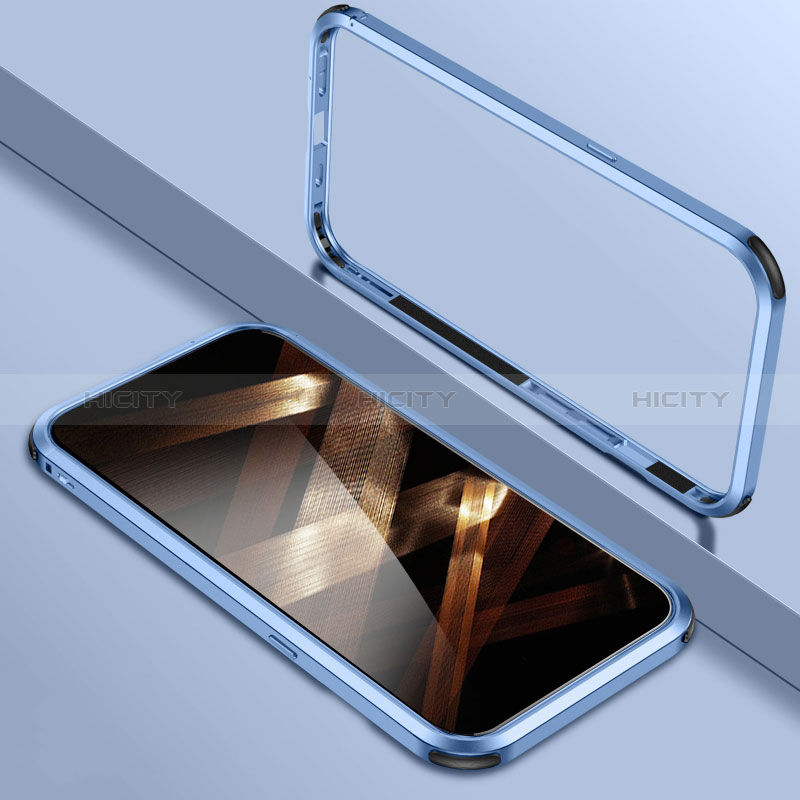 Funda Bumper Lujo Marco de Aluminio Carcasa LO1 para Apple iPhone 14 Pro Max Azul