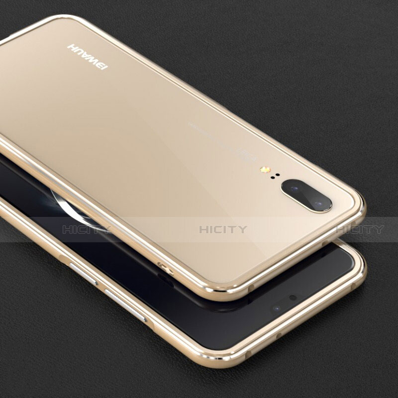 Funda Bumper Lujo Marco de Aluminio Carcasa M01 para Huawei P20 Oro